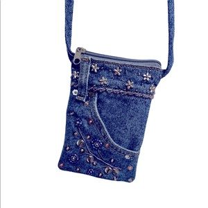 Adorable Embellished & Embezzled Jean Pocket Shoulder Pouch